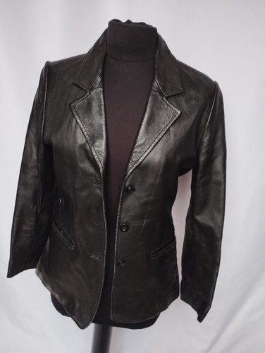 Schwarz leder blazer - schwarz,